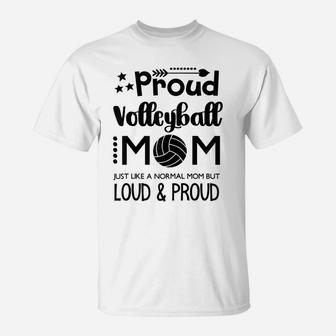 Womens Loud & Proud Volleyball Mom T-Shirt | Crazezy AU