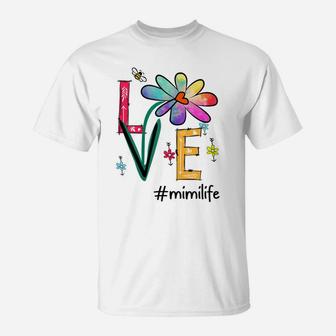 Womens Love Mimi Life Daisy Flower Cute Funny Mother's Day Grandma T-Shirt | Crazezy AU