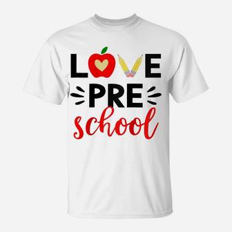 Womens Love Preschool Teacher Shirt Love My Preschoolers Team Prek Raglan Baseball Tee T-Shirt | Crazezy