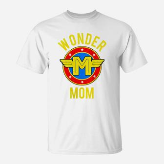 Womens Mom Of The Birthday Wonder Super Hero Gift Party Idea T-Shirt | Crazezy CA