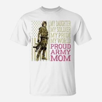 Womens My Daughter My Soldier Hero - Proud Army Mom Military Mother Raglan Baseball Tee T-Shirt | Crazezy