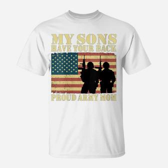 Womens My Two Sons Have Your Back Proud Army Mom Military Mother T-Shirt | Crazezy DE