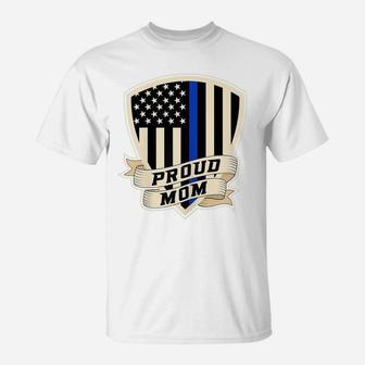 Womens Proud Police Mom For Supporter Women Thin Blue Line T-Shirt | Crazezy