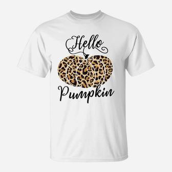 Womens Pumpkin Spice And Everything Nice Pumpkin Leopard And Flower T-Shirt | Crazezy UK