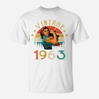 Womens Retro Vintage 1963 Made In 1963 58 Years Old 58Th Birthday T-Shirt | Crazezy