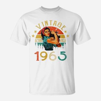Womens Retro Vintage 1965 Made In 1965 56 Years Old 56Th Birthday T-Shirt | Crazezy