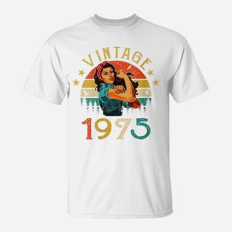 Womens Retro Vintage 1975 Made In 1975 46 Years Old 46Th Birthday T-Shirt | Crazezy