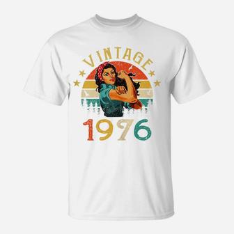 Womens Retro Vintage 1976 Made In 1976 45 Years Old 45Th Birthday T-Shirt | Crazezy