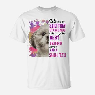 Womens Shih Tzu Are A Girls Best Friend Funny Dog Mom Shitzu T-Shirt | Crazezy