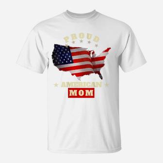 Womens Usa Flag Patriotic Proud American Mom - Matching Family T-Shirt | Crazezy AU