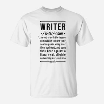 Writer Funny Noun Definition Book Author Novelist Poet Gifts T-Shirt | Crazezy