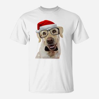 Yellow Lab Shirt Glasses Tie Santa Hat Funny Christmas Gift Sweatshirt T-Shirt | Crazezy