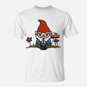 Yoga Gnome Cute Funny Gnomaste Greeting Long Sleeve Tshirt T-Shirt | Crazezy CA