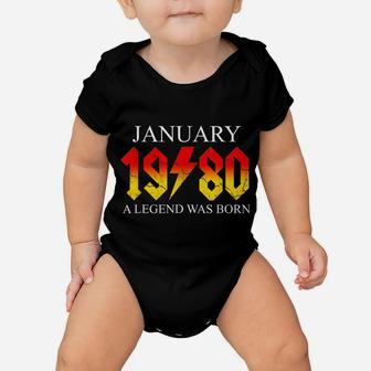 40Th Birthday January 1980 Forty Year Old Men Gift For Dad Baby Onesie | Crazezy