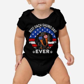 American Flag 4Th Of July Dachshund Gifts Dachsie Dad Baby Onesie - Monsterry