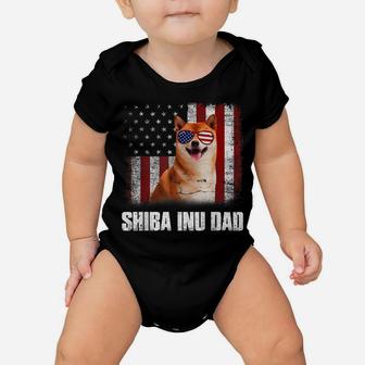 American Flag Best Shiba Inu Dad Ever Tee Dog Dad Baby Onesie | Crazezy