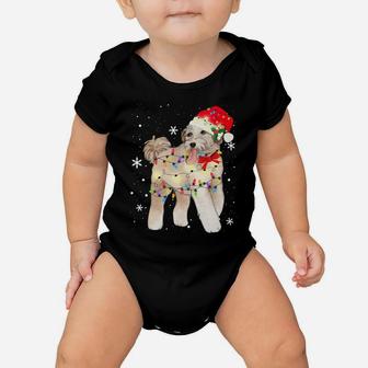 Aussiedoodle Dog Christmas Light Xmas Mom Dad Gifts Baby Onesie | Crazezy AU