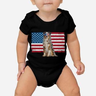 Australian Shepherd Dad American Flag Dog Lover Aussie Dad Sweatshirt Baby Onesie | Crazezy UK