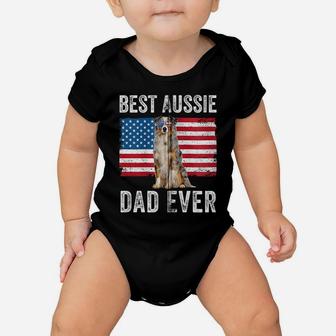 Australian Shepherd Dad American Flag Dog Lover Aussie Dad Zip Hoodie Baby Onesie | Crazezy AU