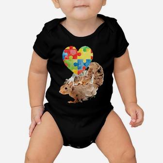 Autism Awareness Mommy Squirrel With Baby Puzzle Heart Love Baby Onesie - Monsterry DE