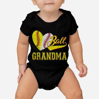 Baseball Softball Ball Heart Grandma Shirt Mother's Day Gift Baby Onesie | Crazezy UK