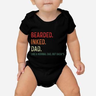 Bearded Inked Dad Funny For Daddy Tattoo Man Father Vintage Baby Onesie | Crazezy AU