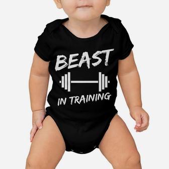 Beast In Training Father Son Fitness Bodybuilding Matching Baby Onesie | Crazezy