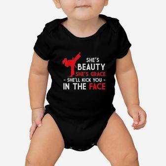 Beauty And Grace Girls Martial Arts Tkd Karate Test Mom Dad Baby Onesie | Crazezy CA