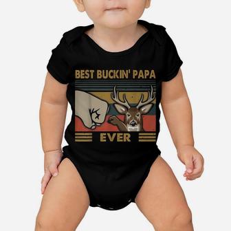 Best Buckin' Papa Ever Deer Hunting Dad Gifts Retro Vintage Baby Onesie | Crazezy CA