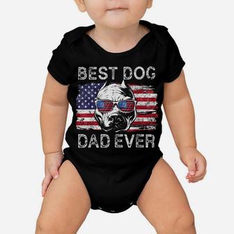 Best Pitbull Dog Dad Ever American Flag 4Th Of July Vintage Baby Onesie | Crazezy