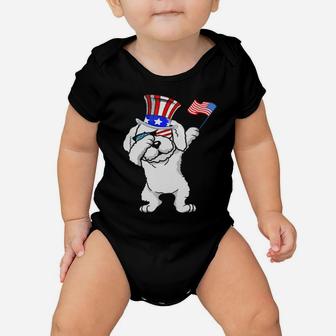 Bichon Frise Dabbing Dog Dad Shirt 4Th Of July Baby Onesie - Monsterry