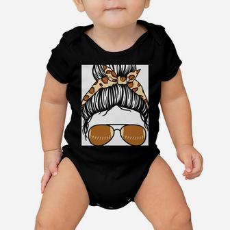 Bleached Leopard Print Messy Bun Game Day Football Mom Sweatshirt Baby Onesie | Crazezy CA