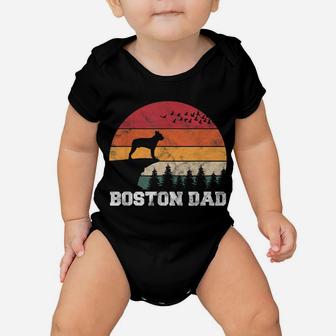 Boston Terrier Dad Bostie Dog Sunset Retro Style For Men Baby Onesie | Crazezy AU