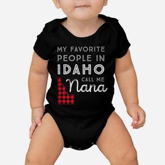 Buffalo Plaid Grandma Mom Nana Gift My Favorite People Idaho Baby Onesie | Crazezy