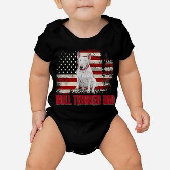 Bull Terrier Dad American Flag 4Th Of July Dog Lovers Baby Onesie | Crazezy