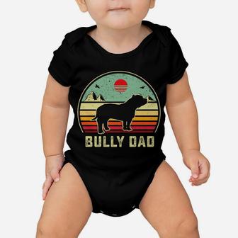 Bully Or Pitbull Dog Owner Daddy- Dad Retro Sunset Baby Onesie | Crazezy AU