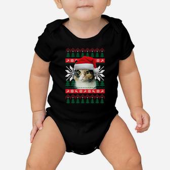 Calico Cat Ugly Christmas Sweater Style Santa Hat Kitty Mom Sweatshirt Baby Onesie | Crazezy