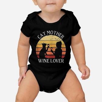 Cat Mother Wine Lover Vintage Baby Onesie | Crazezy CA