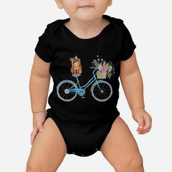 Cat On Bicycle With Flower Cat Mom Tshirt Cat Lover Gifts Baby Onesie | Crazezy