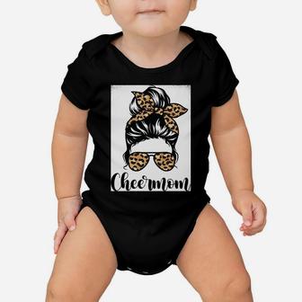 Cheer Mom Leopard Messy Bun Lovers Mother Soccer Lover Sweatshirt Baby Onesie | Crazezy AU