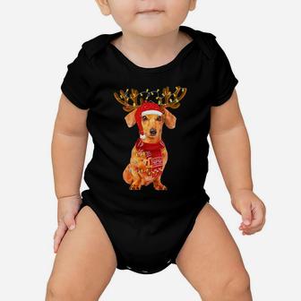 Christmas Lights Dachshund Dog Lover Dog Dad Dog Mom Sweatshirt Baby Onesie | Crazezy