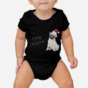 Christmas Pug Santa Hat Dog Owner Mom Funny Women Men Gift Sweatshirt Baby Onesie | Crazezy