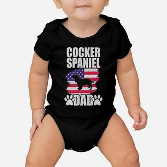 Cocker Spaniel Dad Dog Lover American Us Flag Baby Onesie | Crazezy