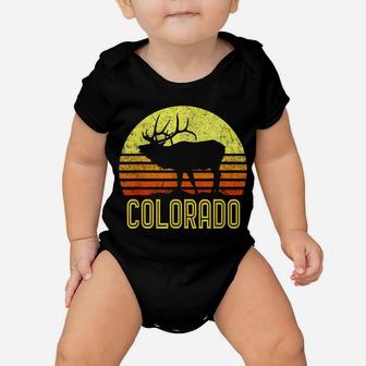Colorado Elk Hunter Dad Vintage Retro Sun Bow Hunting Gift Baby Onesie | Crazezy UK