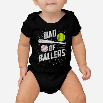 Dad Of Ballers Funny Baseball Softball Game Fathers Day Gift Baby Onesie | Crazezy AU