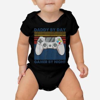 Daddy By Day Gamer By Night Funny Dad Jokes Gaming Vintage Baby Onesie | Crazezy CA