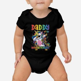 Daddy Of The Birthday Princess Dabbing Unicorn Baby Onesie | Crazezy