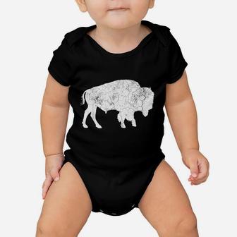 Distressed Buffalo Retro Bison Animal Lover Men Women Dad Baby Onesie | Crazezy AU