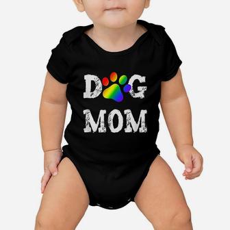 Dog Mom Dog Lover Rainbow Puppy Paw Baby Onesie | Crazezy