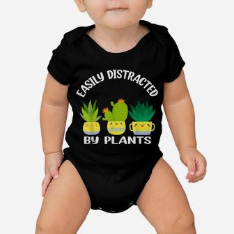 Easily Distracted By Plants Garden Lover Mom Funny Gardening Baby Onesie | Crazezy DE